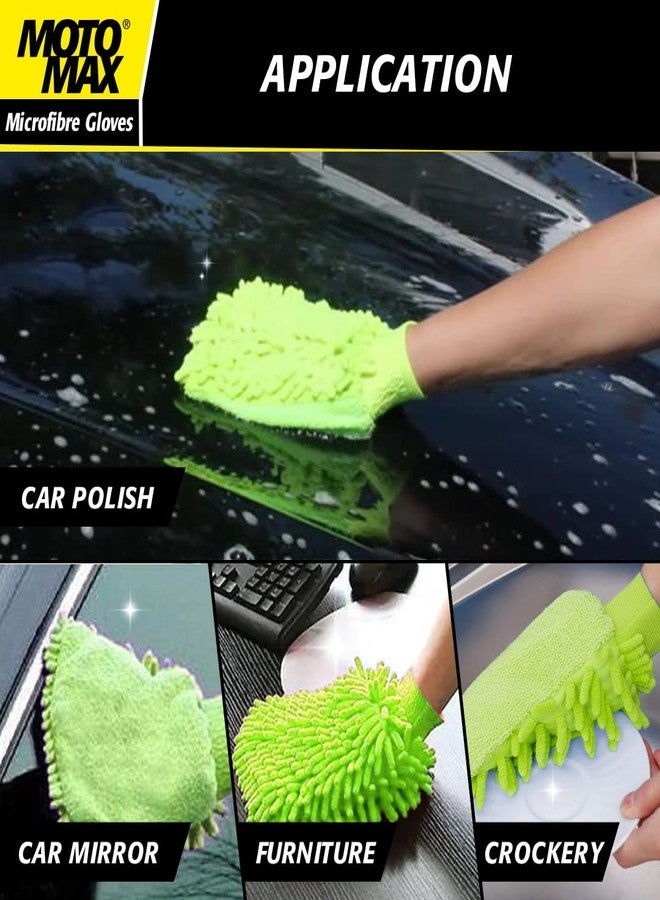 Motomax Microfibre Glove | Washable, Double Sided and Reusable | Multi-Purpose for Wet and Dry Cleaning | Ideal for Vehicles, General Household Cleaning - Image 3